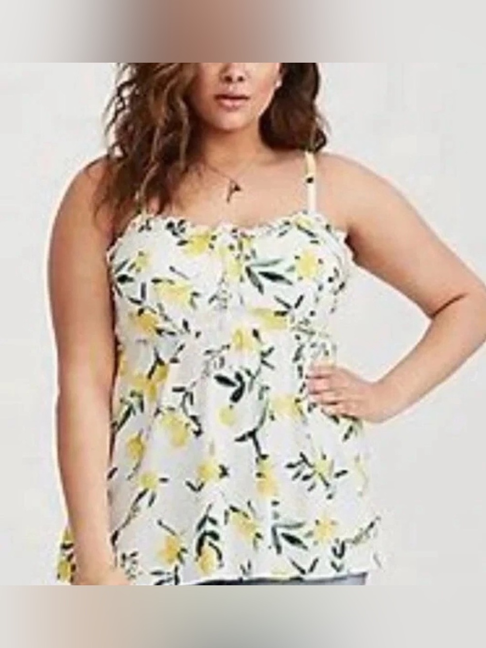🍋🍋Torrid Floral White and Yellow Lemon Babydoll Women's Top 3X